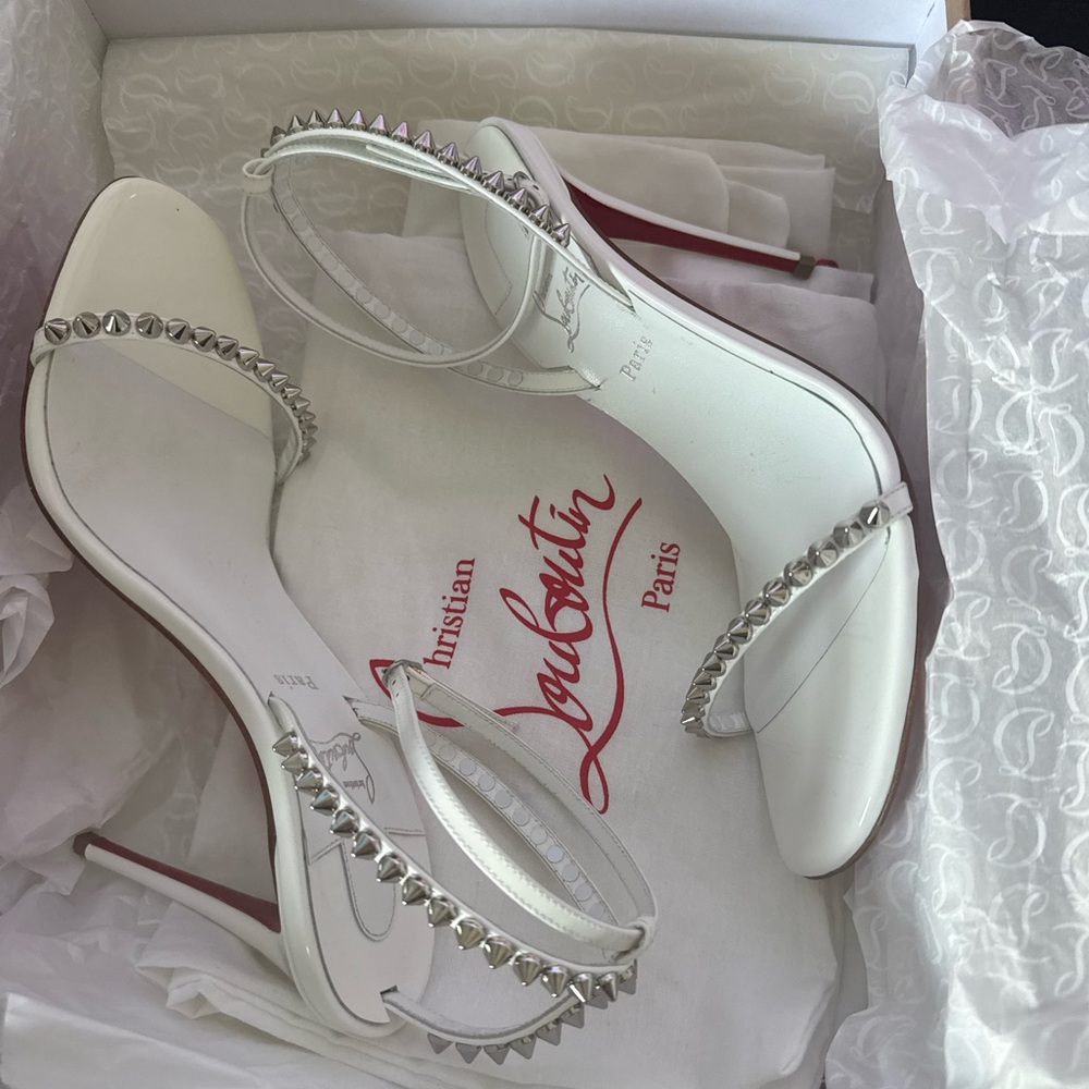 Christian Louboutin- So Me 100 White Crystal Embellished Heels